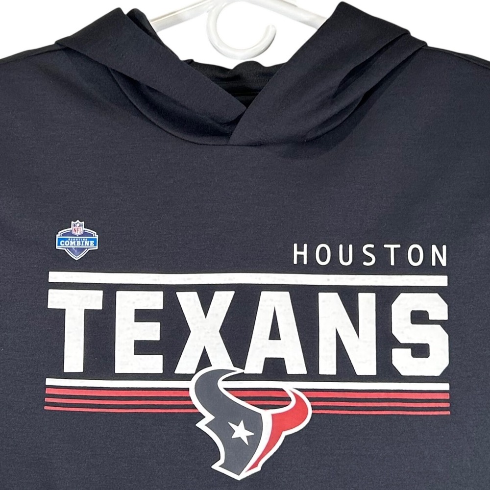 NFL Scouting Combine Houston Texans Short Sleeve Hoodie Navy Blue Large New